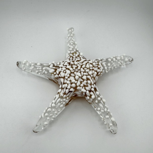 Handblown Glass White and Brown Starfish Glass Art - Picture 1 of 4